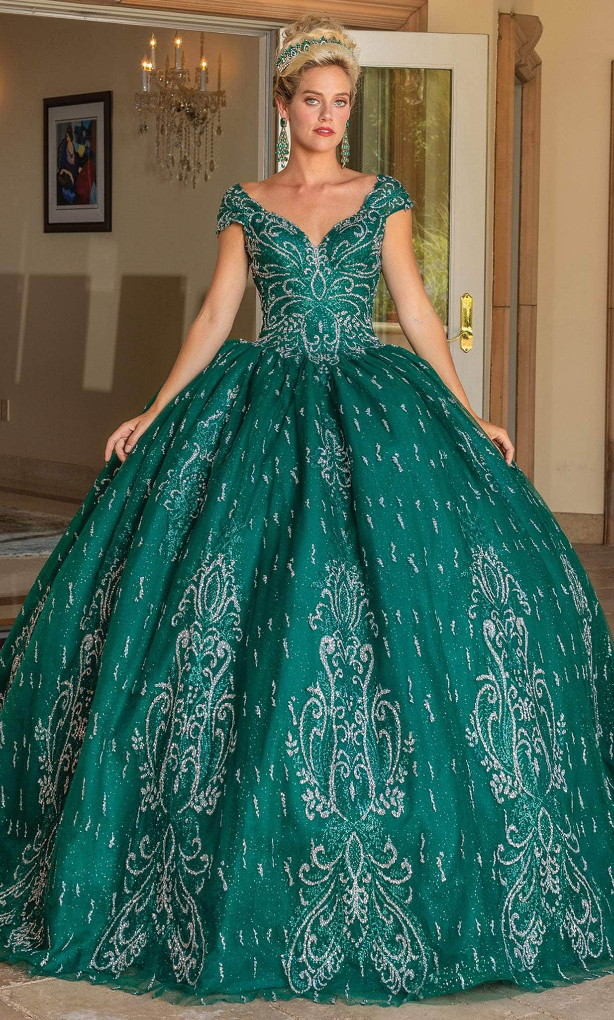 Dancing Queen 1805 - Cap Sleeve Bedazzled Ballgown
