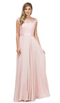 A-line Pleated Banding Jeweled Illusion Flowy Sheer Back Sheer Floral Print Cap Sleeves Evening Dress