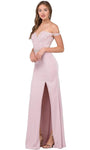 Strapless Floor Length Sheath Off the Shoulder Plunging Neck Illusion Back Zipper Applique Slit Beaded Jeweled Corset Natural Waistline Lace Sheath Dress With Rhinestones