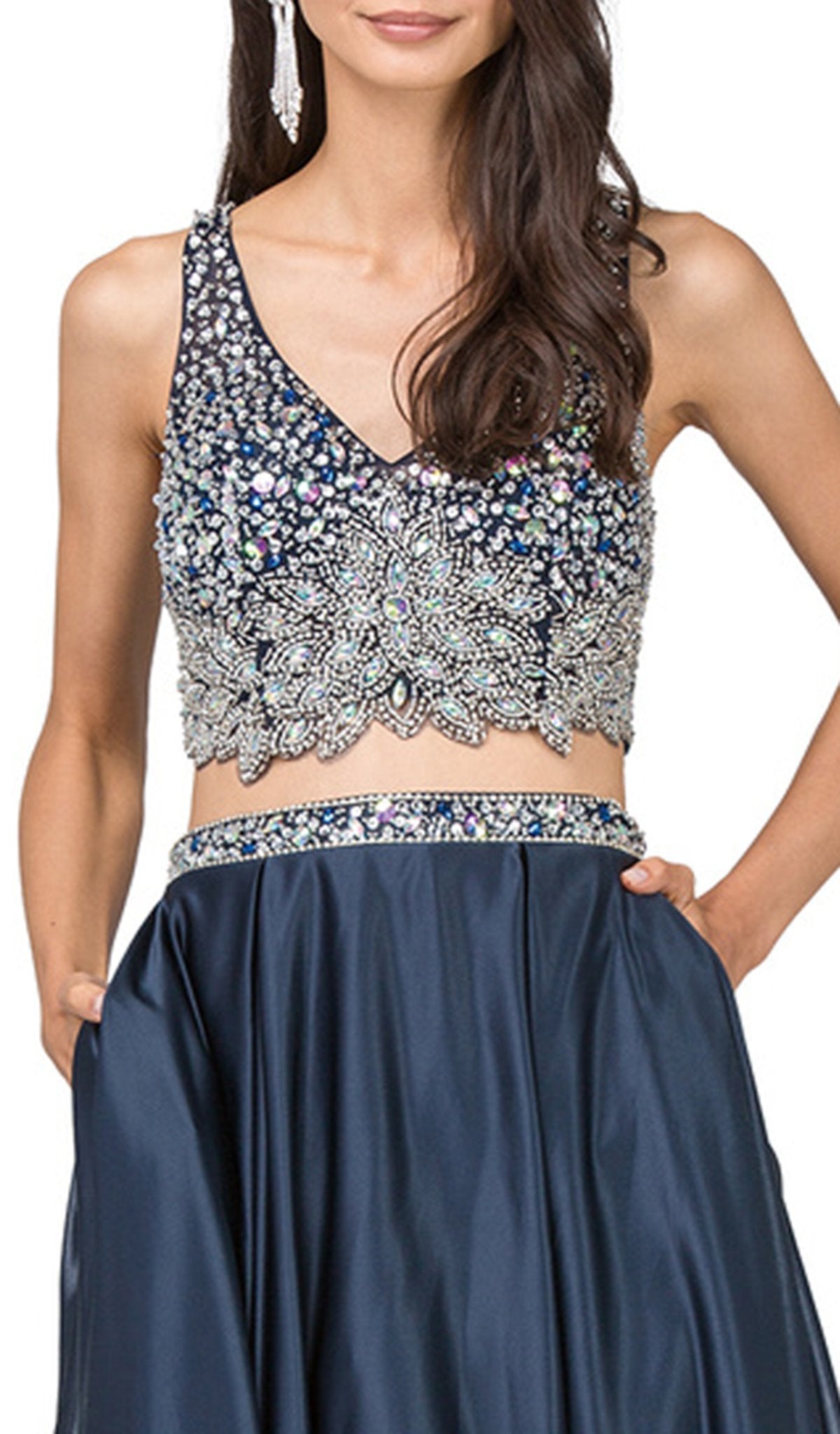 Dancing Queen - 2243 Two Piece Bejeweled A-line Prom Dress