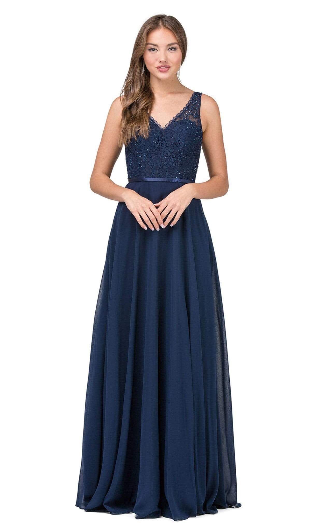 Dancing Queen - 2267 Sleeveless Scalloped Lace Illusion Prom Gown
