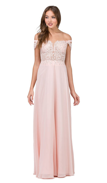 A-line Embroidered Pleated Sheer Fitted Beaded Open-Back Chiffon Off the Shoulder Evening Dress/Prom Dress