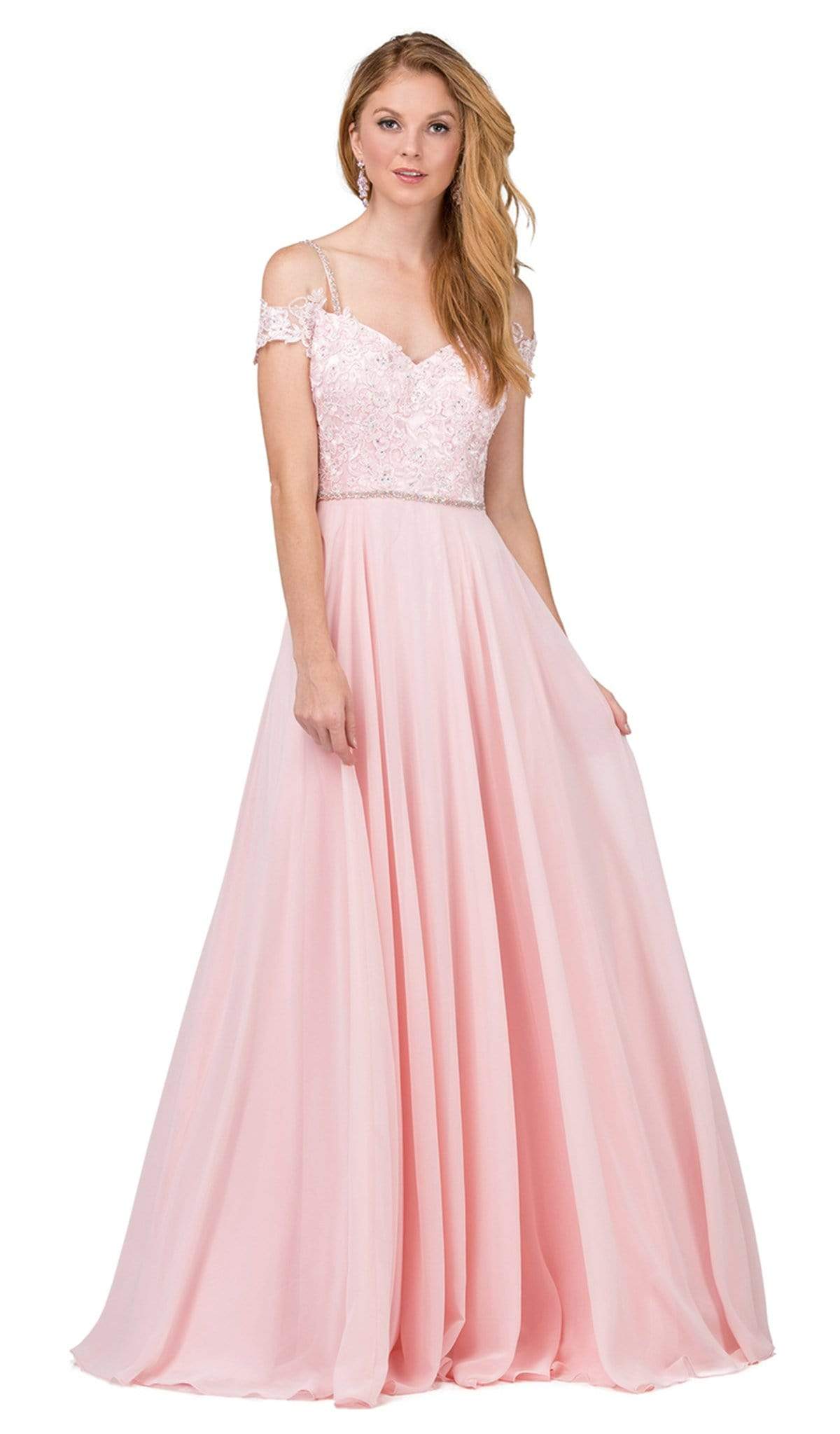 Dancing Queen - 2327 Embellished Off-Shoulder A-line Gown