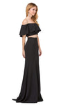 Sophisticated Sheath Off the Shoulder Floor Length Sheath Dress/Prom Dress with a Brush/Sweep Train With Ruffles