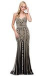 Tall Sleeveless Spaghetti Strap Sweetheart Sheath Sheer Metallic Natural Waistline Sheath Dress/Prom Dress with a Brush/Sweep Train With Rhinestones