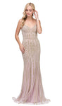 Tall Natural Waistline Sheer Sheath Metallic Sleeveless Spaghetti Strap Sweetheart Sheath Dress/Prom Dress with a Brush/Sweep Train With Rhinestones