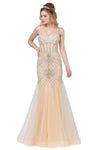 Illusion Open-Back Sheer Jeweled Mermaid Corset Waistline Sweetheart Prom Dress