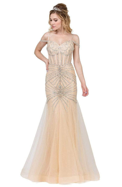 Corset Waistline Jeweled Sheer Open-Back Illusion Mermaid Sweetheart Prom Dress