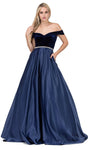 Sophisticated Belted Off the Shoulder Homecoming Dress with a Brush/Sweep Train