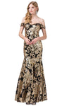 Sophisticated Fit-and-Flare Mermaid Floor Length Off the Shoulder Sequined Fitted Glittering Dress