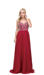 Sexy A-line Pleated Open-Back Fitted Beaded Sleeveless Spaghetti Strap Chiffon Sweetheart Prom Dress/Party Dress