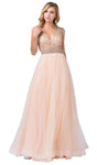 Sophisticated A-line V-neck Sleeveless Open-Back Fitted Glittering Floor Length Pageant Dress/Prom Dress