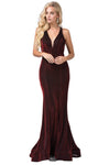 V-neck Mermaid Sleeveless Back Zipper Cutout Beaded Illusion Sheer Glittering Racerback Plunging Neck Natural Waistline Dress with a Brush/Sweep Train