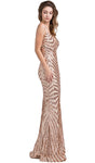 V-neck Floor Length Sheath Sequined Fitted Sleeveless Spaghetti Strap Sheath Dress with a Brush/Sweep Train