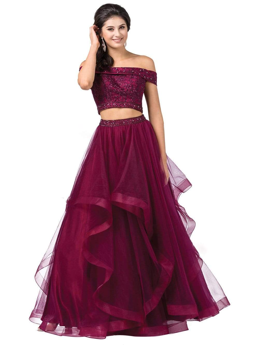 Dancing Queen - 2545 Embroidered Off Shoulder Two-Piece Gown – Couture ...
