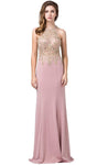 Sleeveless Floor Length Fit-and-Flare Mermaid Fitted Open-Back Embroidered Halter Dress with a Brush/Sweep Train