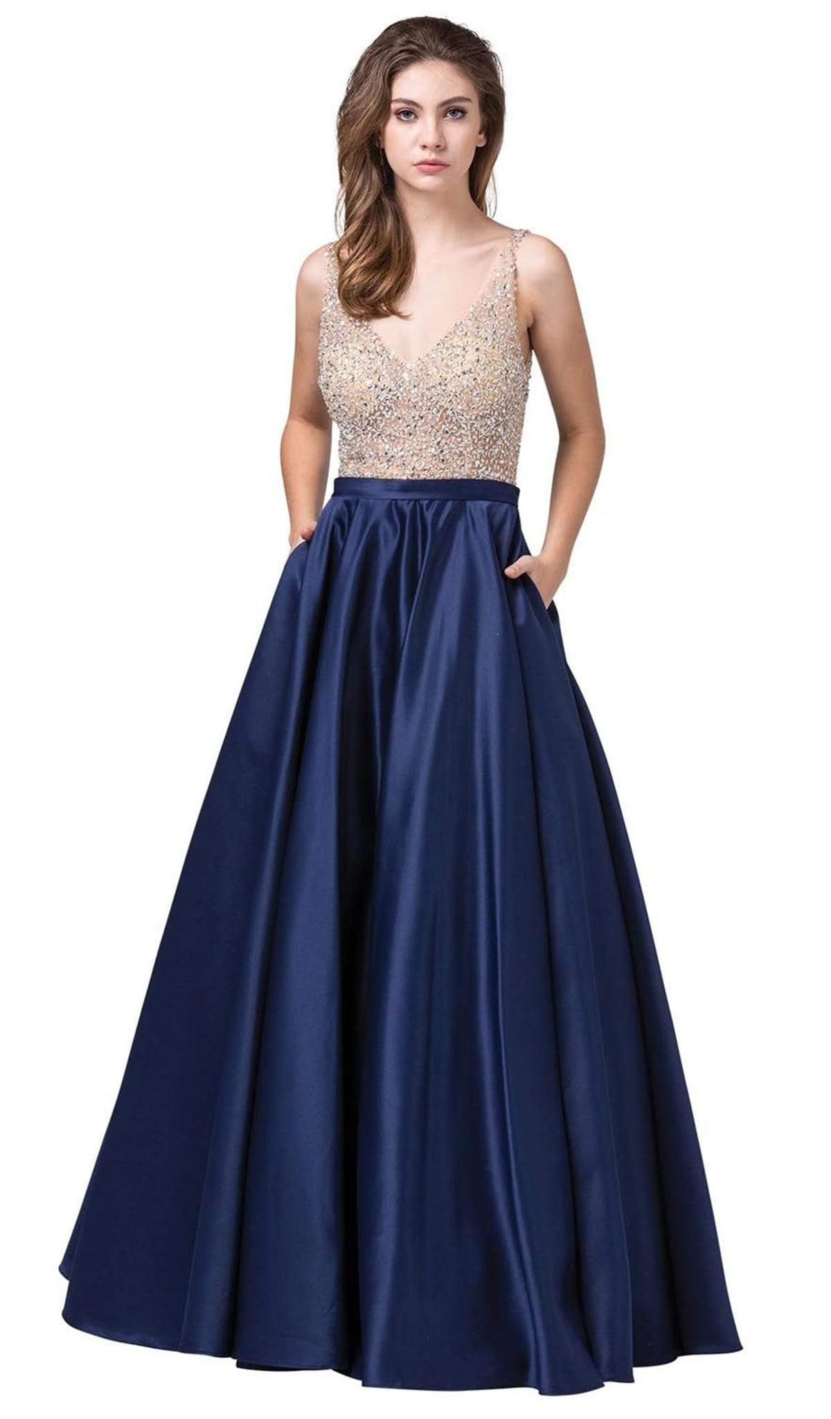 Dancing Queen - 2568 Embellished Plunging V-neck Ballgown
