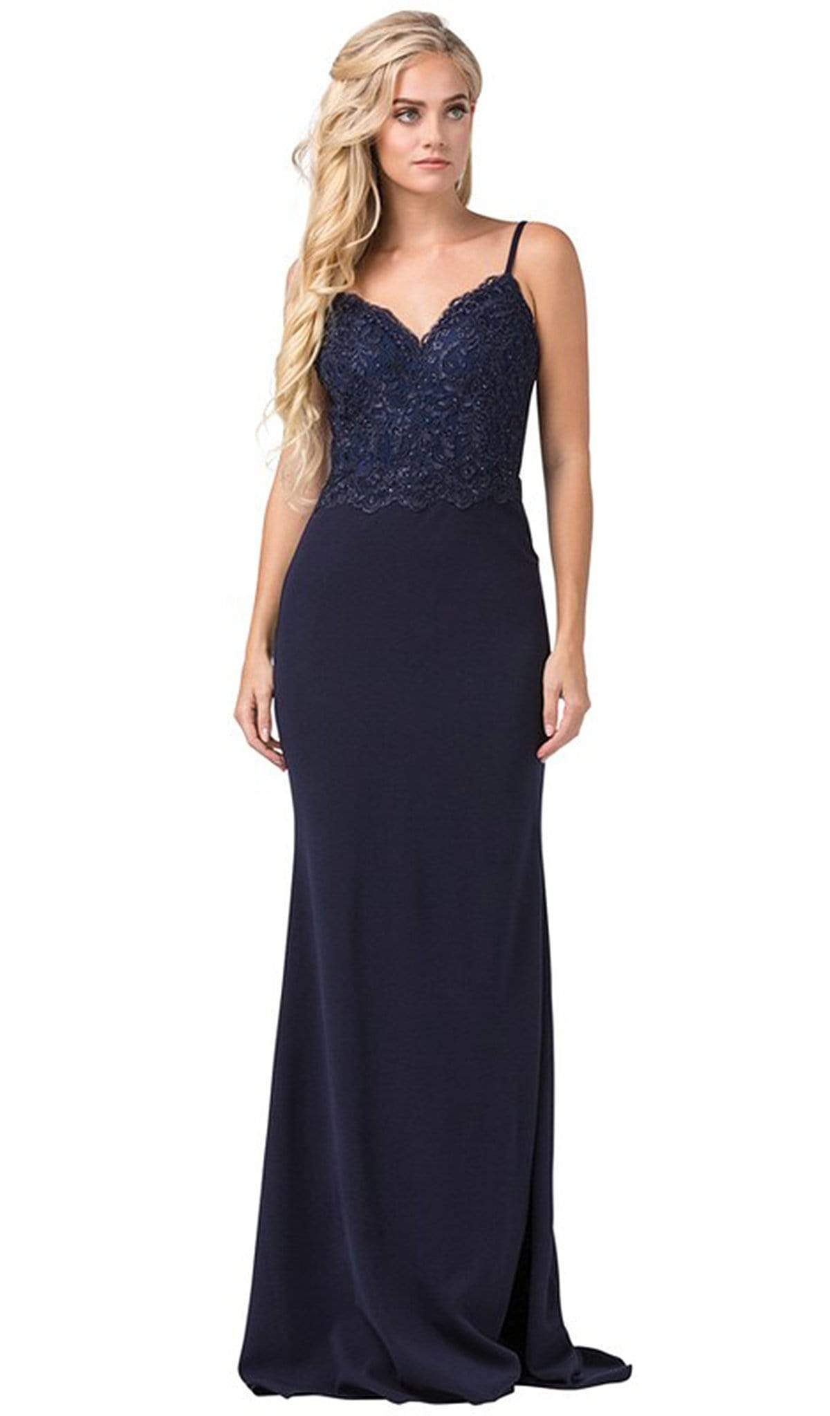 Dancing Queen - 2620 Lace V-neck Trumpet Dress
