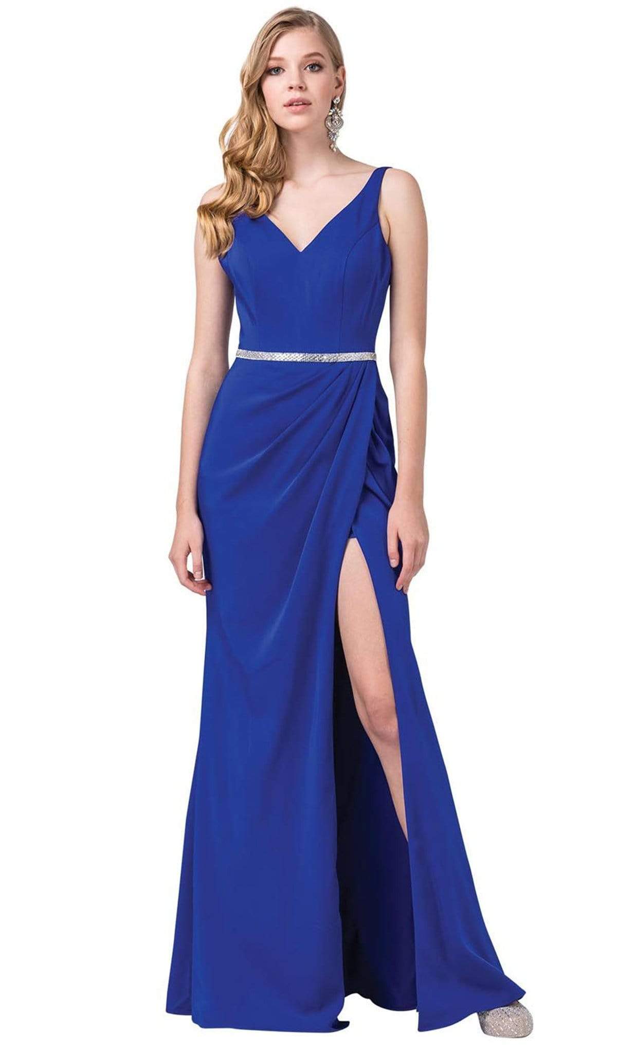 Dancing Queen - 2632 Sleeveless V-neck Embellished Trumpet Dress
