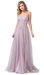 A-line Sweetheart Lace Applique Sheer Back Illusion Corset Waistline Spaghetti Strap Dress with a Brush/Sweep Train