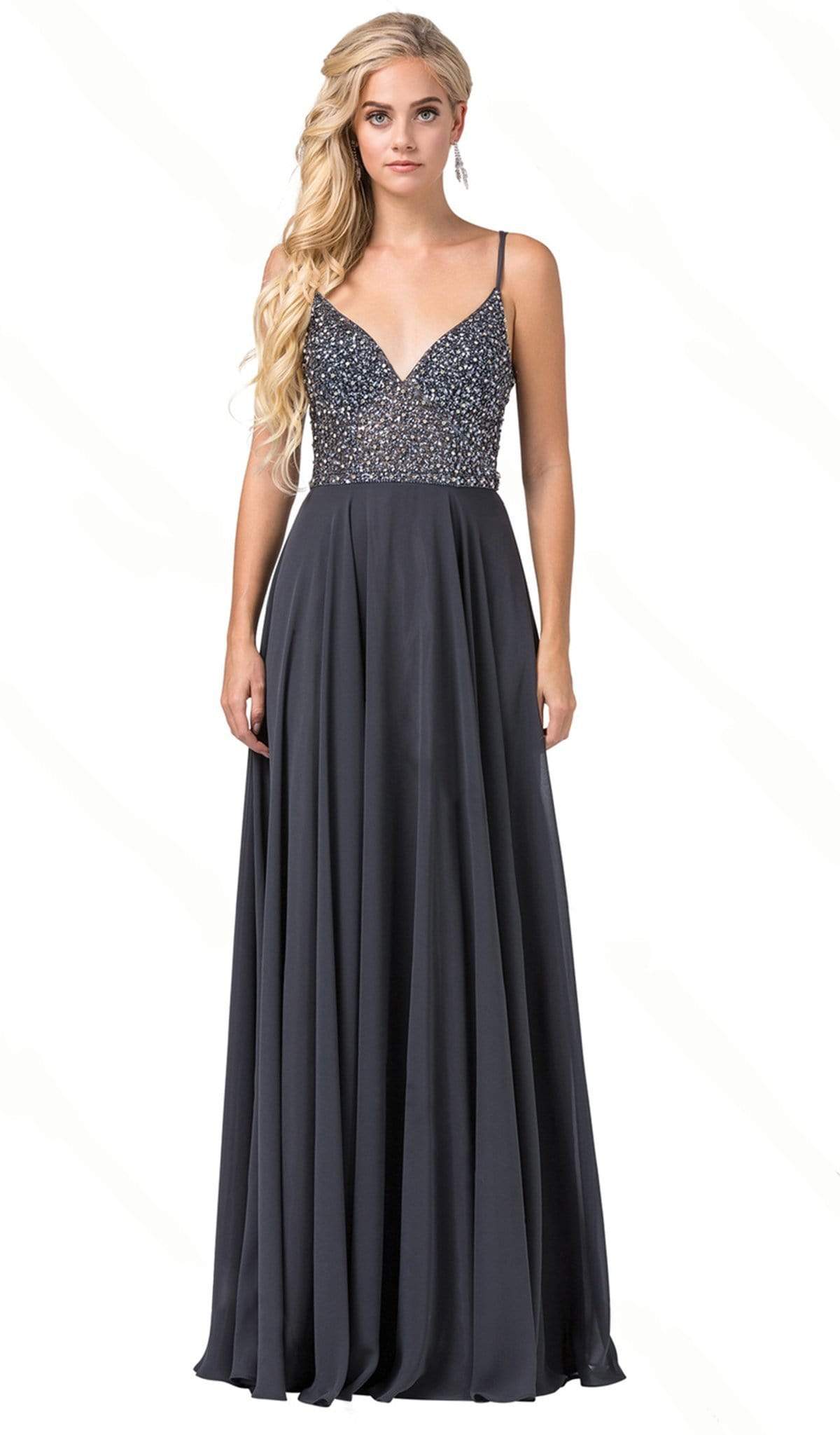 Dancing Queen - 2648 Beaded V-Neck A-Line Prom Dress