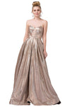 A-line Strapless Sweetheart Pleated Fitted Back Zipper Open-Back Lace-Up Natural Waistline Floor Length Dress