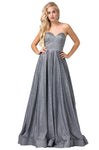 A-line Strapless Sweetheart Floor Length Open-Back Lace-Up Pleated Back Zipper Fitted Natural Waistline Dress