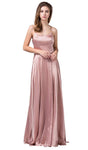 A-line Sleeveless Spaghetti Strap Scoop Neck Floor Length Natural Waistline Slit Pocketed Open-Back Fitted Back Zipper Belted Evening Dress