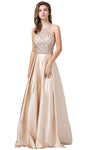 A-line Glittering Pocketed Pleated Back Zipper Fitted Sleeveless Natural Waistline Halter Sweetheart Evening Dress