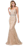 Tall V-neck Fitted Sheer Back Zipper Sleeveless Spaghetti Strap Empire Waistline Mermaid Evening Dress