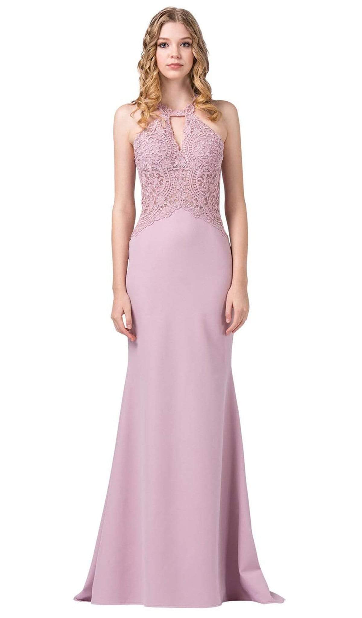 Dancing Queen - 2787 Embroidered Halter Trumpet Gown
