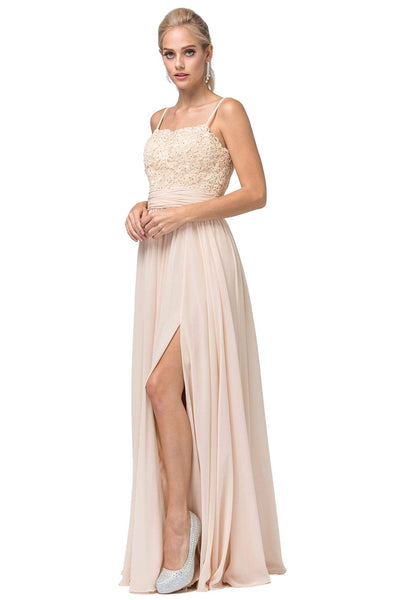 Sophisticated A-line Square Neck Floor Length Natural Waistline Back Zipper Beaded Embroidered Ruched Sleeveless Evening Dress