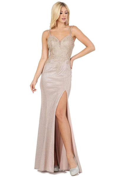 Sexy Natural Waistline Spaghetti Strap Sweetheart Lace Sheath Illusion Lace-Up Slit Applique Back Zipper Sheath Dress with a Brush/Sweep Train