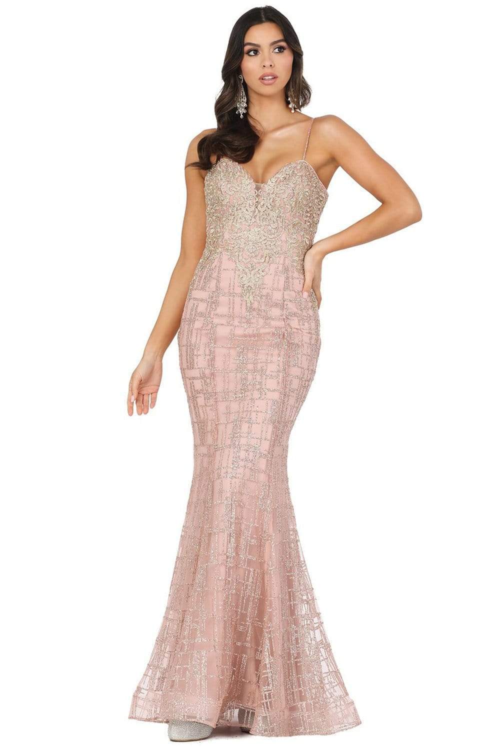 Dancing Queen - 2910 Appliqued Bodice Glitter Accented Mermaid Gown
