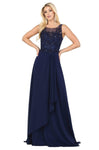 A-line Bateau Neck Floral Print Floor Length Fitted V Back Ruched Sheer Natural Waistline Sleeveless Party Dress