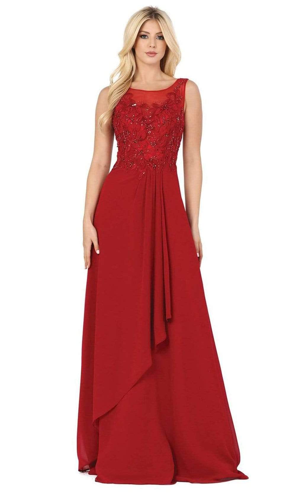 Dancing Queen - 2953 Embellished Bateau Neck A-line Dress
