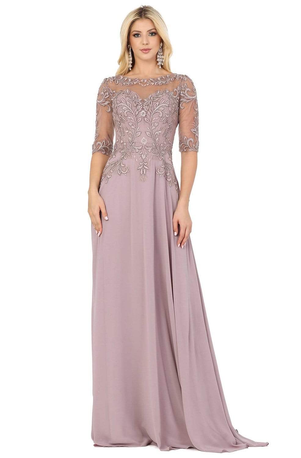 Dancing Queen - 2980 Embroidered Bateau A-line Dress
