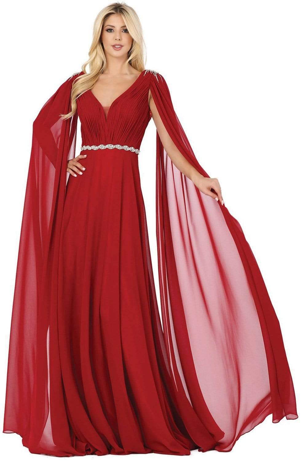 Dancing Queen - 2991 Embellished Plunging V-neck A-line Gown
