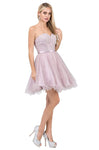 A-line Strapless Sweetheart Lace-Up Wrap Flowy Fitted Short Homecoming Dress With a Ribbon