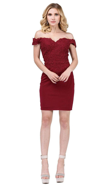 Cocktail Short Natural Waistline Sweetheart Lace Off the Shoulder Sheath Beaded Applique Crystal Back Zipper Fitted Sheath Dress/Homecoming Dress