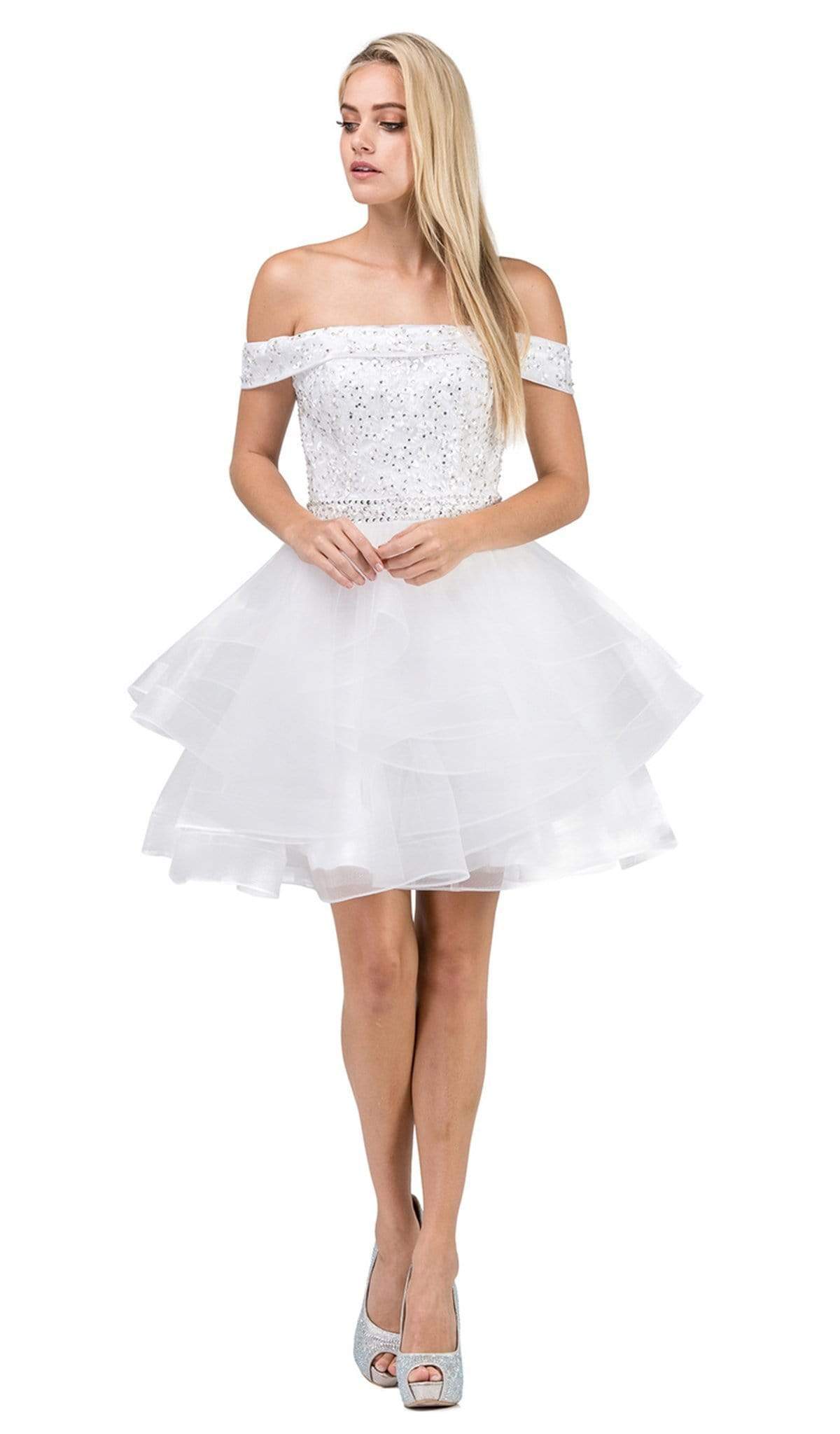 Dancing Queen - 3079 Off Shoulder Tiered Tulle Homecoming Dress