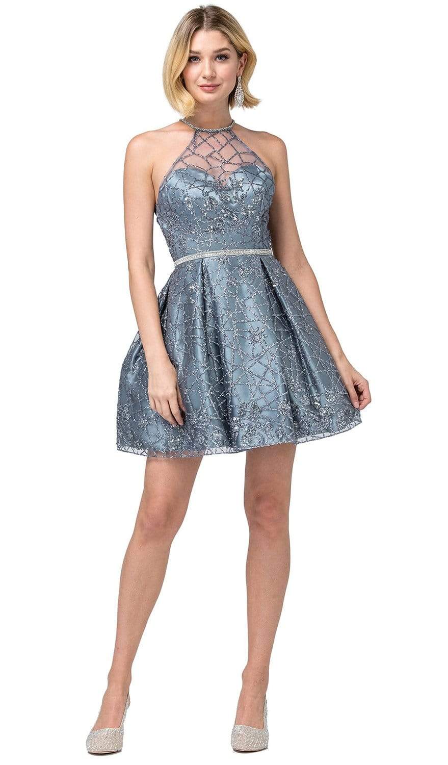 Dancing Queen - 3224 Strappy Halter A-Line Cocktail Dress
