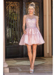 A-line Sweetheart Natural Waistline Fitted Applique Back Zipper Open-Back Sleeveless Cocktail Above the Knee Dress