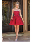 A-line Natural Waistline Sleeveless Cocktail Above the Knee Applique Back Zipper Open-Back Fitted Sweetheart Dress