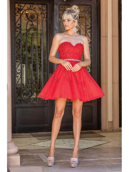 A-line Sleeveless Sweetheart Natural Waistline Applique Fitted Open-Back Back Zipper Cocktail Above the Knee Dress