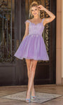 Sexy A-line Cocktail Short Natural Waistline Glittering Fitted Sheer Cutout Applique Beaded Fit-and-Flare Sweetheart Lace Party Dress