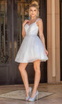 Sexy A-line Sweetheart Lace Natural Waistline Fit-and-Flare Fitted Applique Sheer Cutout Beaded Glittering Cocktail Short Party Dress