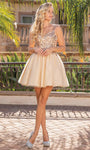 A-line V-neck Corset Natural Waistline Sweetheart Tulle Cocktail Short Glittering Beaded Applique Fitted Sequined Sleeveless Dress