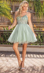 Sophisticated A-line Tulle Sweetheart Cocktail Short General Print Back Zipper Open-Back Beaded Sleeveless Evening Dress