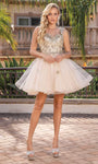 A-line Lace Gathered Applique Sequined Lace-Up Corset Natural Waistline Sleeveless Cocktail Short Sweetheart Party Dress